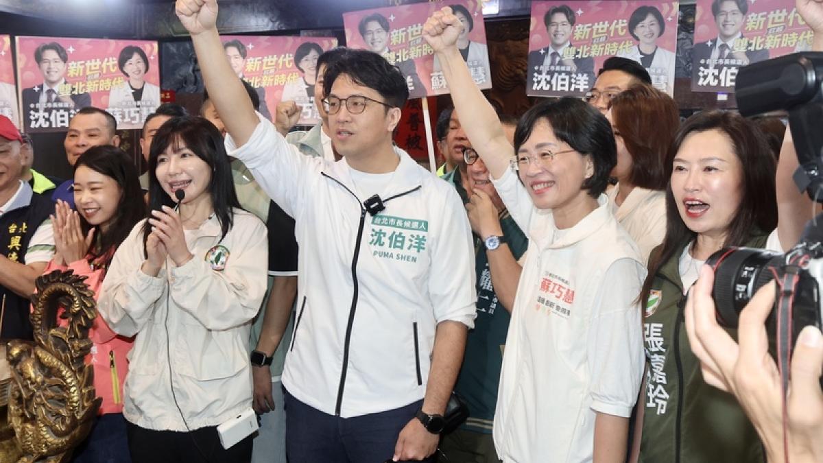 幕後》招牌綠色去哪了?沈伯洋、蘇巧慧雙北選戰藏玄機 民進黨徽悄悄退場