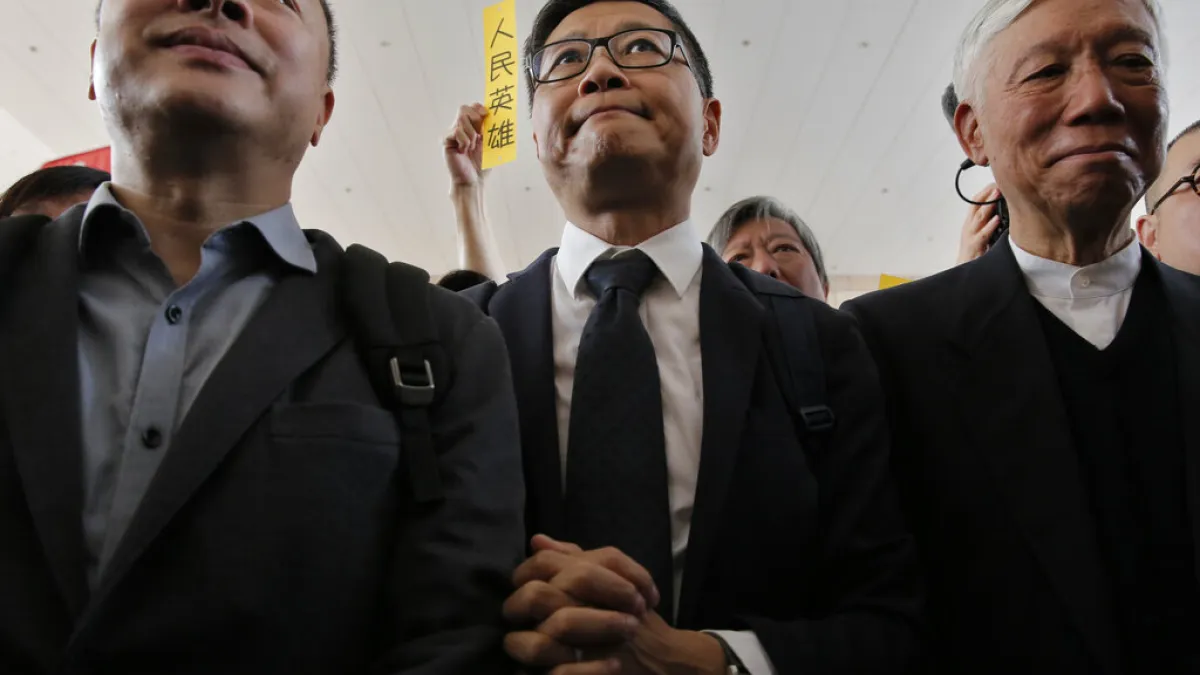 佔中三子:戴耀廷、陳健民、朱耀明(由左至右)。(美聯社)