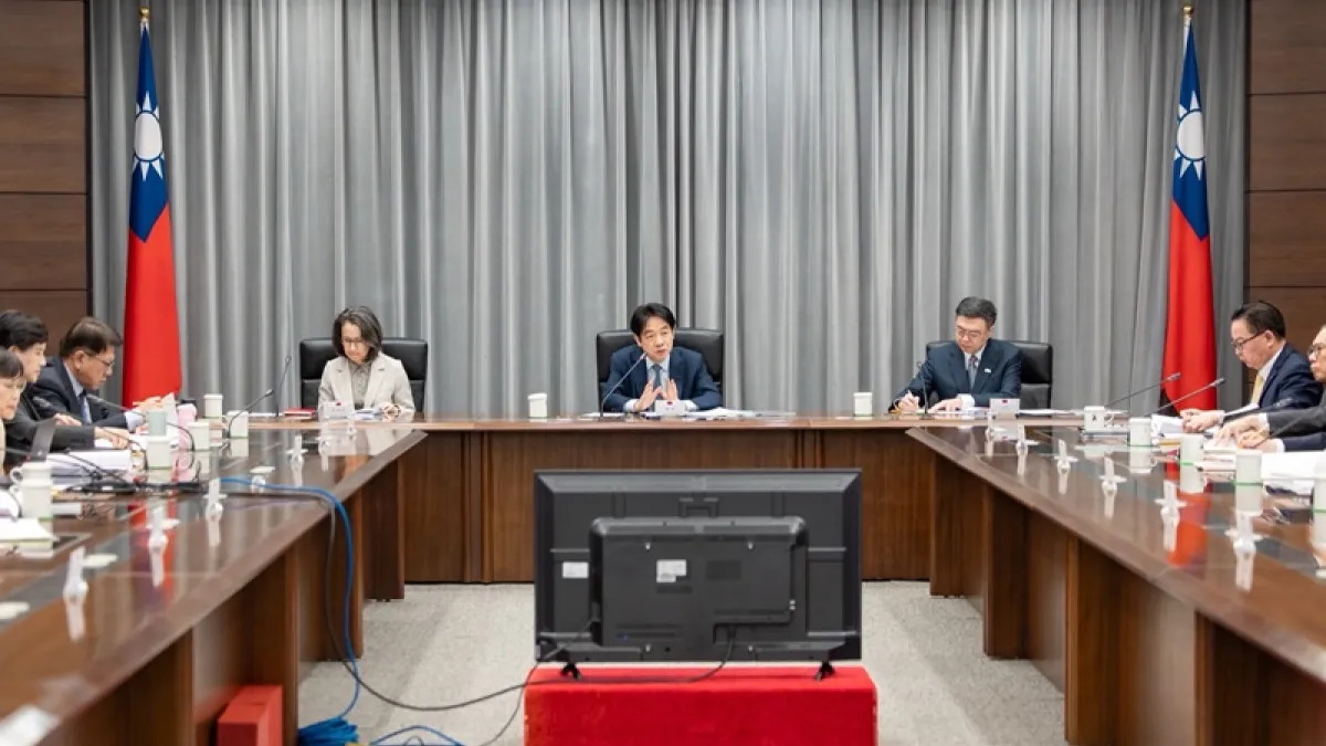 賴清德總統主持國安高層會議後舉行記者會,宣布面對中共五大威脅的十七項策略。(總統府)