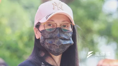 陸配「亞亞」25日在內政部前開記者會強調鼓吹武統沒有任何好處。(柯承惠攝)