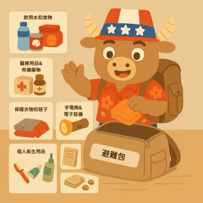 美國在台協會高雄分處列舉避難包7大重要物品。(圖/翻攝自Facebook/美國在台協會高雄分處 AIT Kaohsiung)