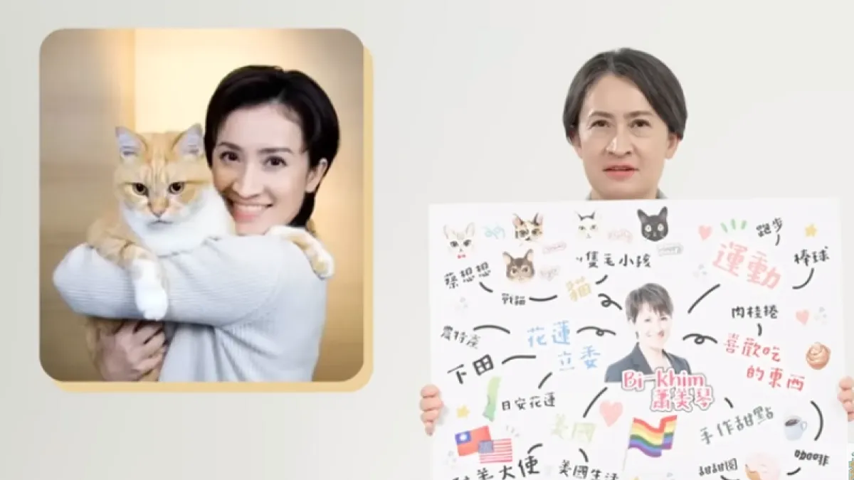 民進黨副總統候選人蕭美琴愛貓成痴,返台參選製播的YT也拿貓當主題。(翻攝自Bi-khim 戰貓喵喵喵YT)