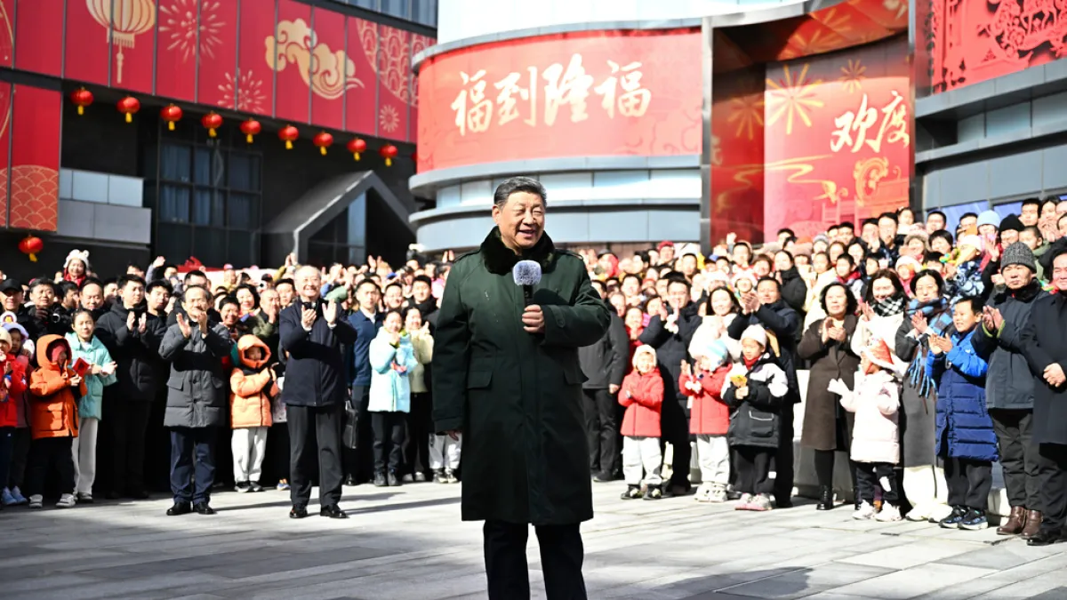Chinese President Xi Jinping interacts with citizens in Beijing's Dongcheng district. (AP)