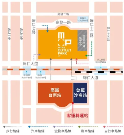 台南三井OUTLET交通方式。(圖/取自台南三井OUTLET官網)