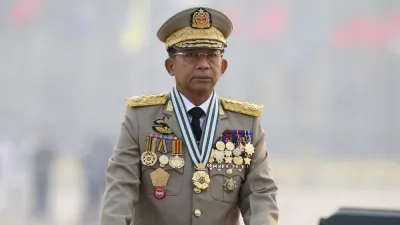 緬甸軍政府現任最高領導人以及代理緬甸總統敏昂萊。(資料照,美聯社)