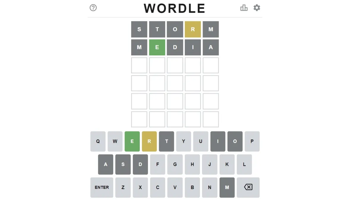 全球數百萬人愛玩的網頁版小遊戲「Wordle」。(截自Wordle遊戲畫面)