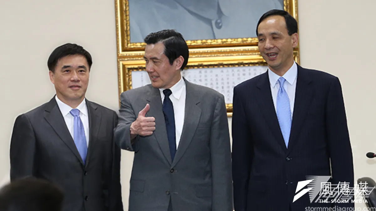 國民黨中央讓郝龍斌(左)、朱立倫(右)跨區輔選,引發外界聯想,是否馬(中)盤算將黨內天王綁在一起共同承擔,以防選後逼宮。(吳逸驊攝/影像合成:風傳媒)