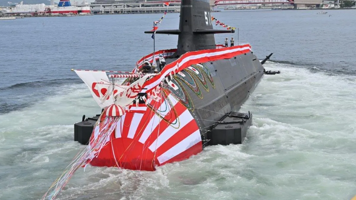 日本の高市早苗首相による「台湾有事」発言に中国側が強く反発し、『解放軍報』は高市氏が日本を戦争の深淵へ引き込む可能性があると警告した。写真は川崎重工が建造した海上自衛隊のたいげい型6番艦「蒼鯨」の進水式。(写真/防衛省装備庁提供) 日本の高市早苗首相による「台湾有事」発言に中国側が強く反発し、『解放軍報』は高市氏が日本を戦争の深淵へ引き込む可能性があると警告した。写真は川崎重工が建造した海上自衛隊のたいげい型6番艦「蒼鯨」の進水式。(写真/防衛省装備庁提供)