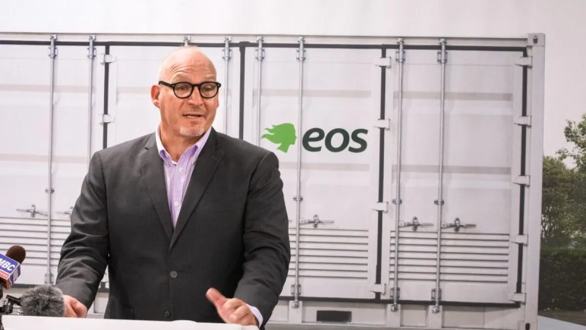 Eos Energy執行長馬斯特蘭傑羅表示,Eos的電池系統設計用於解決電網儲能問題。(取自Eos Energy Enterprises, Inc. 領英帳號)