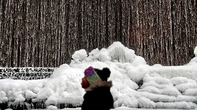 喬治亞州首府亞特蘭大的8歲女童費里曼望著積雪(Alora Freeman)