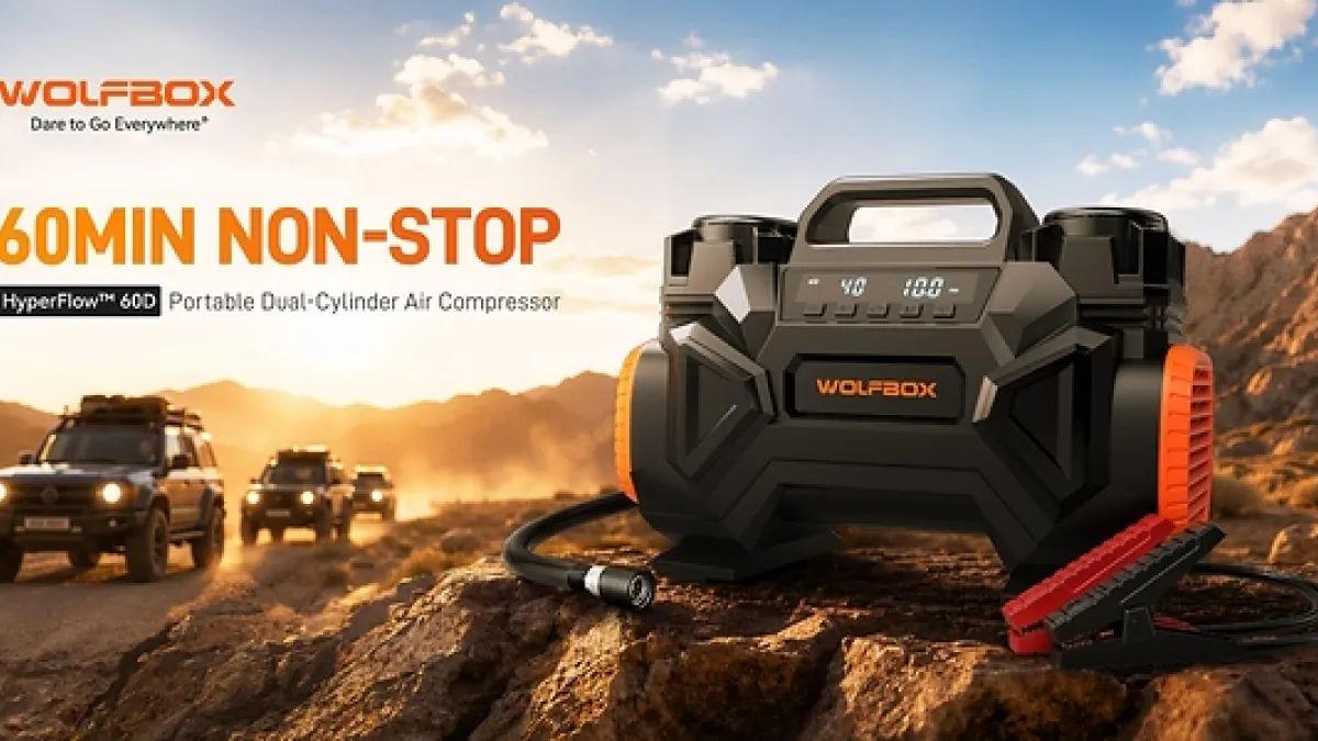 Wolfbox Launches HyperFlow 60D Tire Inflator, Built to Deliver 60 Minutes of Continuous Inflation
