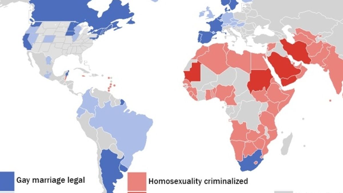 目前全球共有15個國家通過同性婚姻合法,但亦有83國將同性間的性行為關係視為非法。 (圖片來源:取自網路) 目前全球共有15個國家通過同性婚姻合法,但亦有83國將同性間的性行為關係視為非法。 (圖片來源:取自網路)