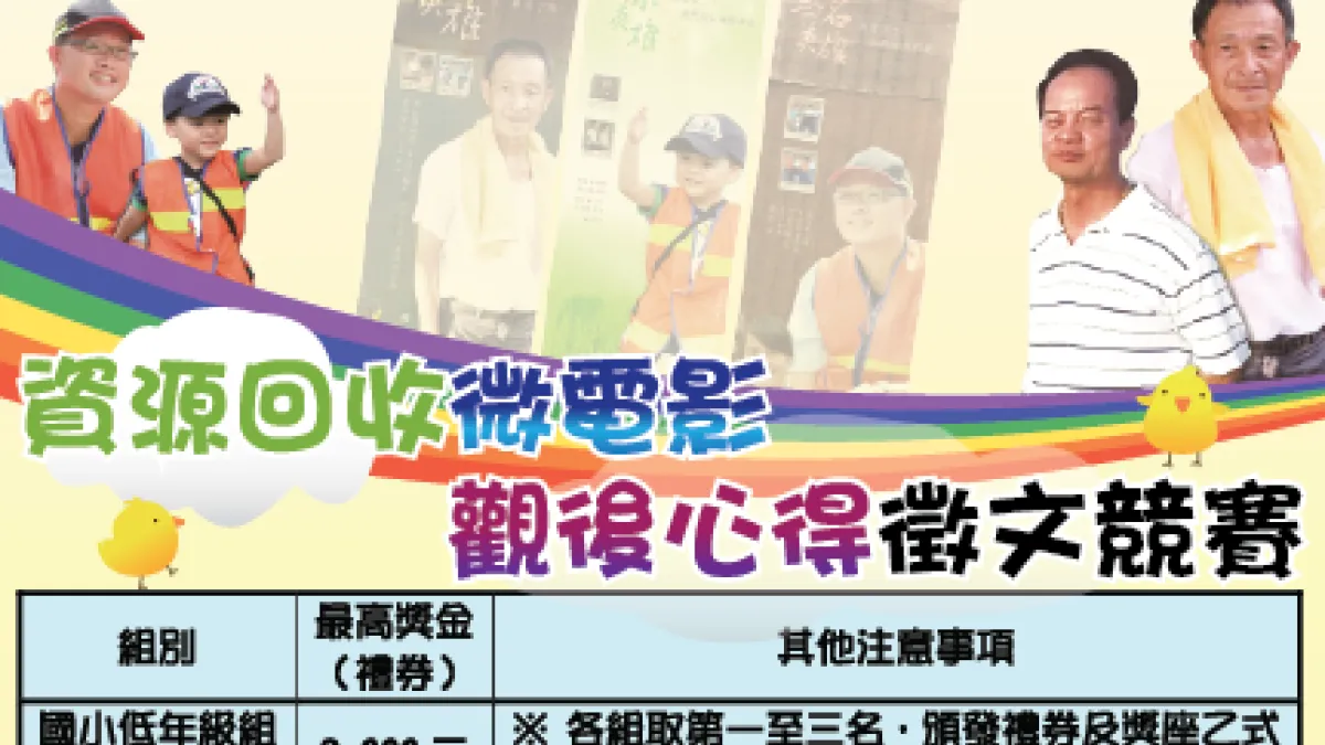 資源回收微電影觀後心得競賽 環保寫作拼獎金!