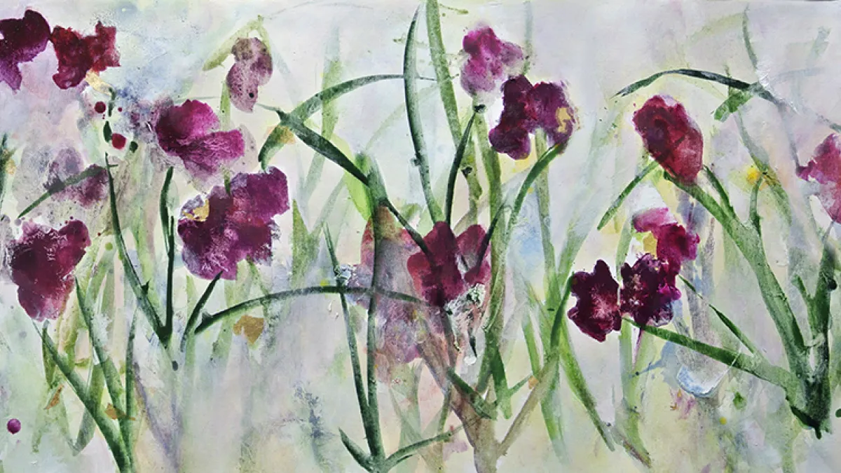 《原來紫鳶紅開遍》,油畫,244x53cm