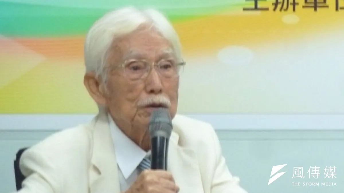 獨派大老辜寬敏2日出席新台灣國策智庫公布民調記者會。(顏振凱攝)