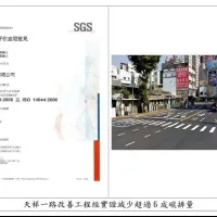 高雄天祥一路導入轉爐石鋪面,SGS認證碳排較傳統工法,碳排大減66%。(圖/高市工務局提供) 高雄天祥一路導入轉爐石鋪面,SGS認證碳排較傳統工法,碳排大減66%。(圖/高市工務局提供)