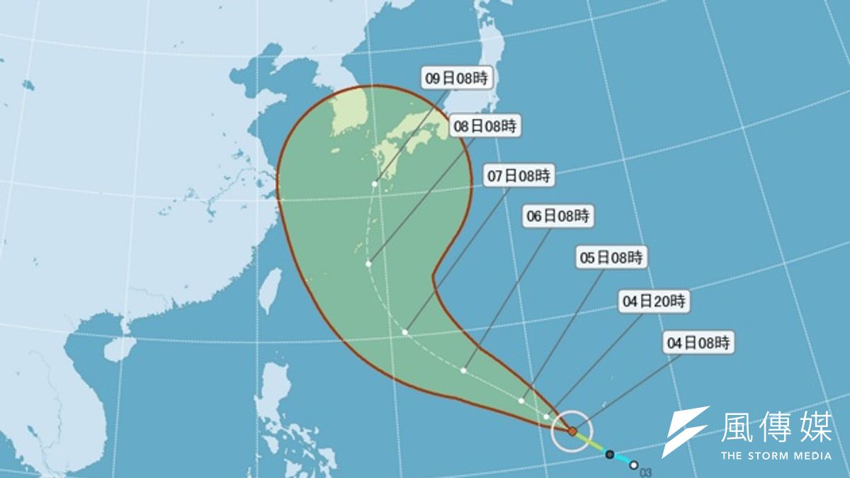今年第8號颱風浣熊形成,依中央氣象局的路徑潛勢預報圖來看,浣熊颱風侵台的機率不大。(取自中央氣象局網站) 今年第8號颱風浣熊形成,依中央氣象局的路徑潛勢預報圖來看,浣熊颱風侵台的機率不大。(取自中央氣象局網站)