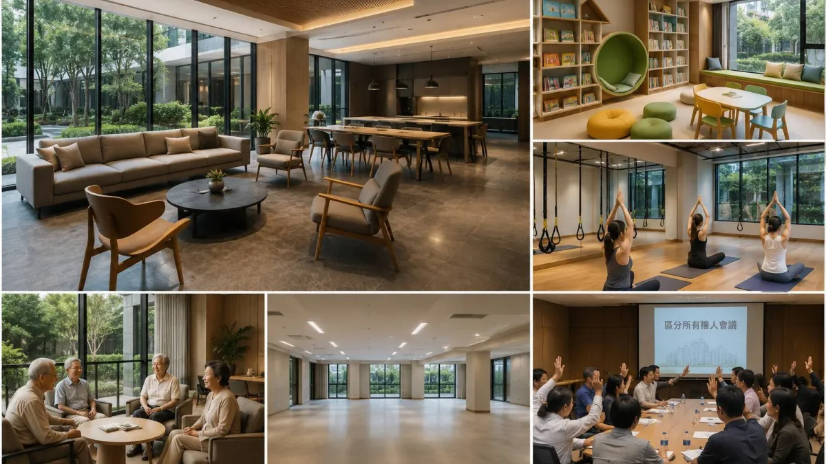 社區多功能公設空間示意圖。(圖/AI生成)