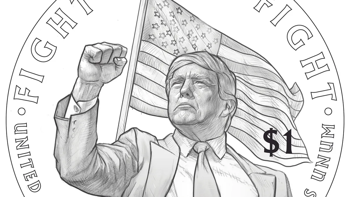 米財務省が記念硬貨のデザイン草案を公開。250周年記念1ドル硬貨にトランプ大統領が登場する可能性。(画像/X@SteveGuestより) 米財務省が記念硬貨のデザイン草案を公開。250周年記念1ドル硬貨にトランプ大統領が登場する可能性。(画像/X@SteveGuestより)