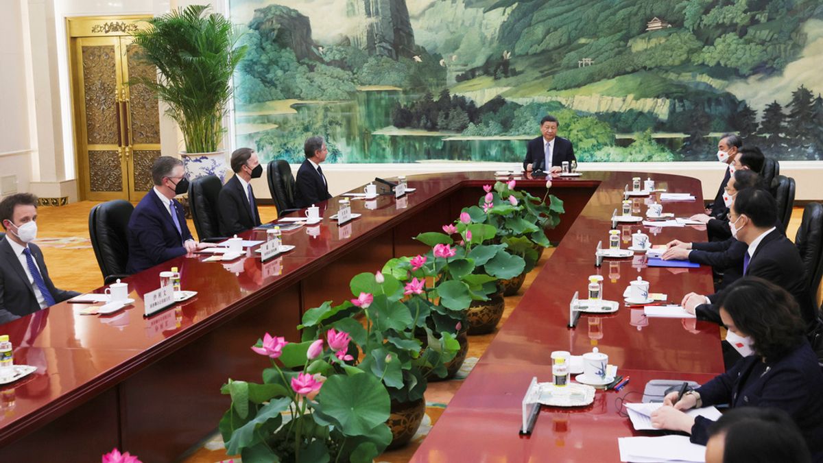 2023年6月19日,美國國務卿布林肯在北京人民大會堂會見中國國家主席習近平。(美聯社) 2023年6月19日,美國國務卿布林肯在北京人民大會堂會見中國國家主席習近平。(美聯社)