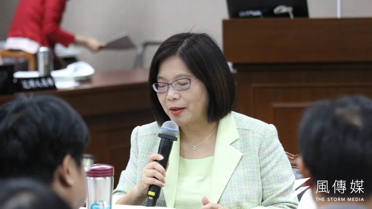 民進黨立法委員管碧玲質詢敬鵬工業大火問題。(資料照片,陳韡誌攝)