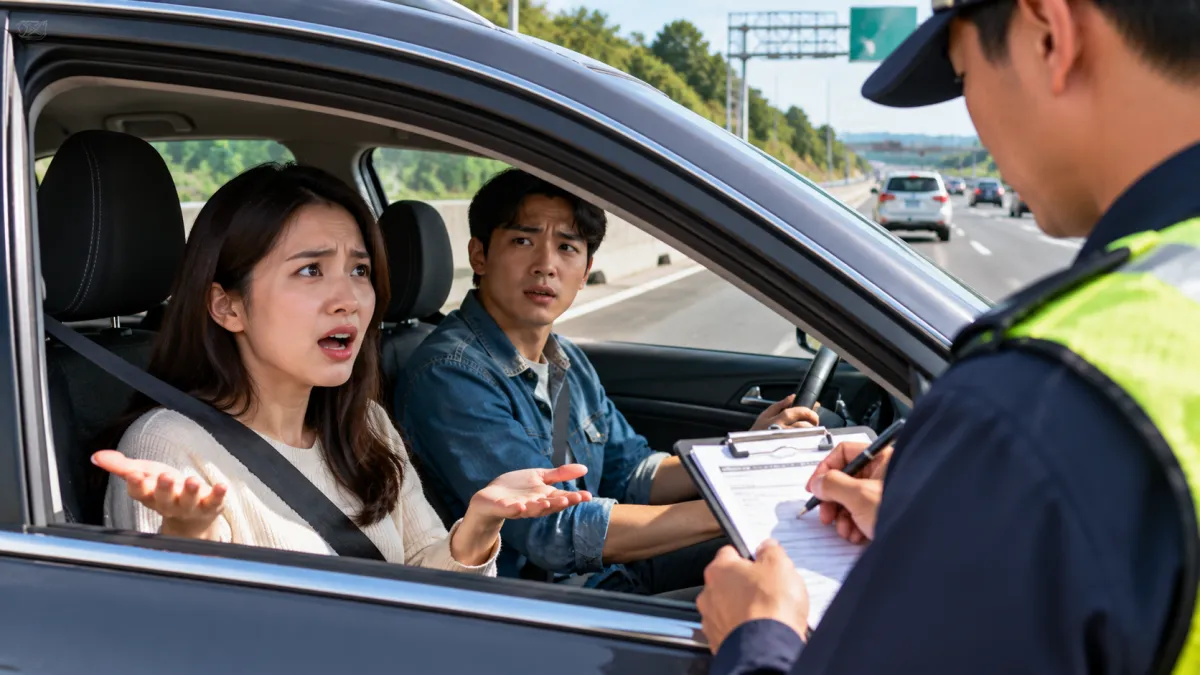 開車上國道,駕駛與乘客都必須依規定繫安全帶,不過如果警方拍下的照片無法清楚看出安全帶,能不能因此開罰?(示意圖/AI生成)