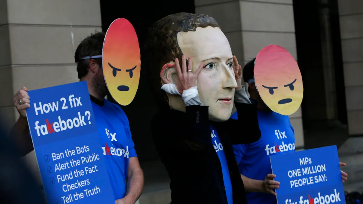 臉書與祖克柏。(美聯社)