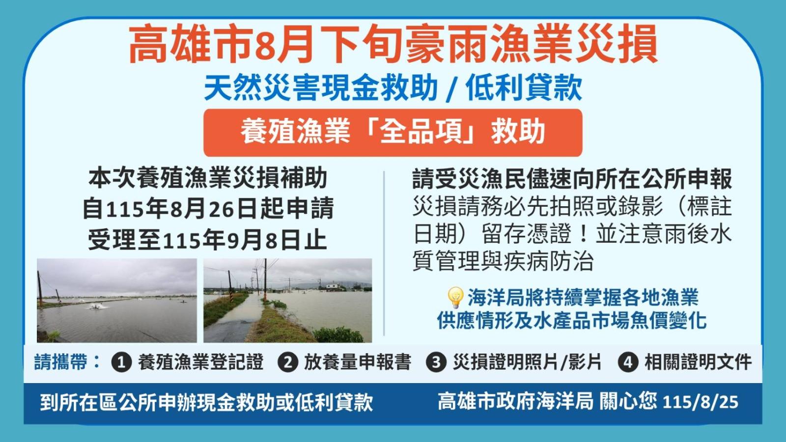 豪雨重創養殖漁業!高雄爭取全品項災害救助8/26起受理