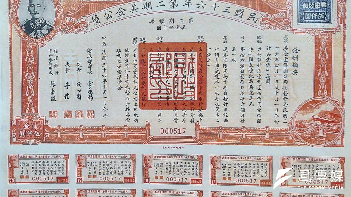 國民黨拿出1947年國府發行的美金公債支付,被追徵不當黨產的6億多元,黨產會回應,形同壁紙。(資料照,國民黨文傳會提供) 國民黨拿出1947年國府發行的美金公債支付,被追徵不當黨產的6億多元,黨產會回應,形同壁紙。(資料照,國民黨文傳會提供)