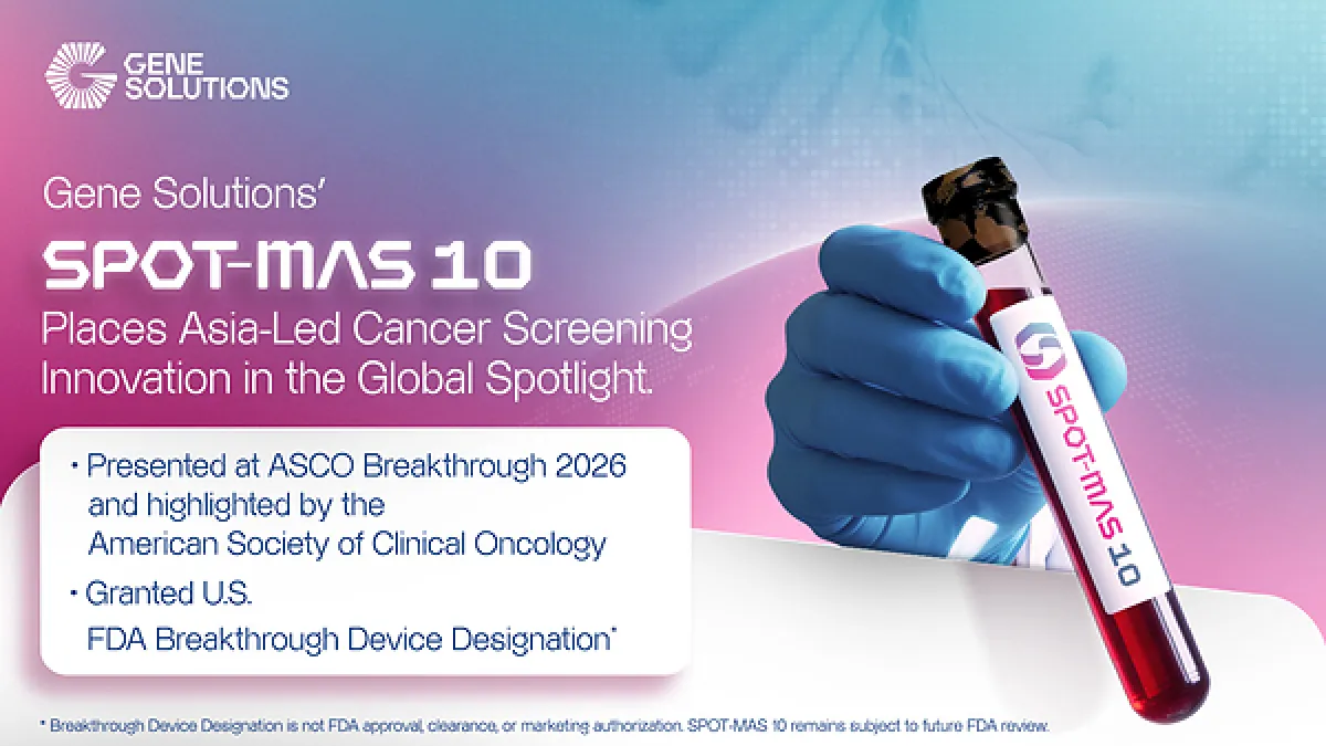 Gene Solutions' SPOT-MAS 10 Places Asia-Led Cancer Screening Innovation in the Global Spotlight