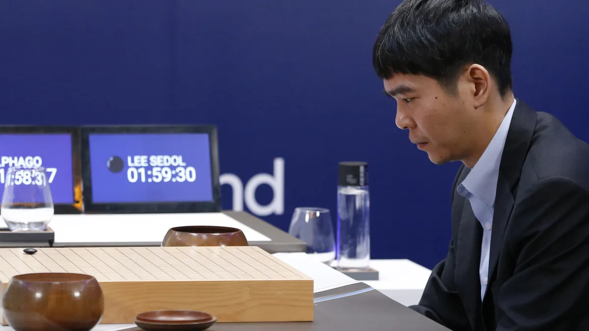 李世乭vs AlphaGo第三戰。(美聯社)