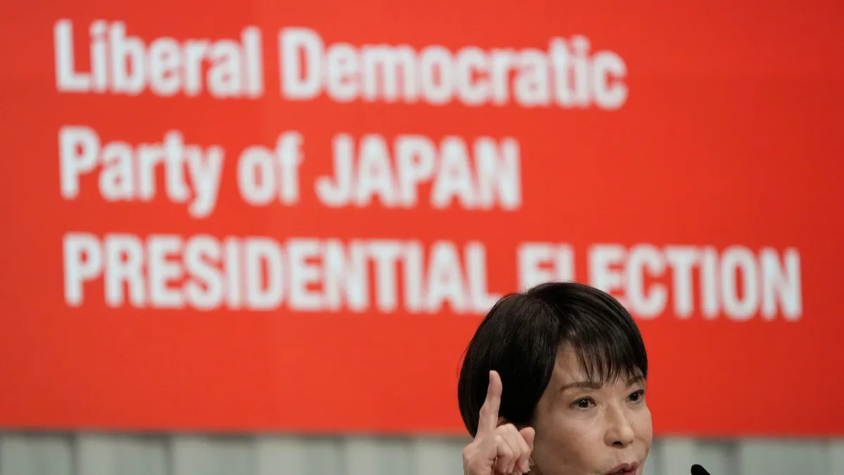 2025年9月22日,高市早苗載自民黨總裁選舉啟動儀式發表演說。(美聯社) 2025年9月22日,高市早苗載自民黨總裁選舉啟動儀式發表演說。(美聯社)