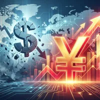 美伊戰爭促使美元衰落,人民幣升起。(AI生成) 美伊戰爭促使美元衰落,人民幣升起。(AI生成)