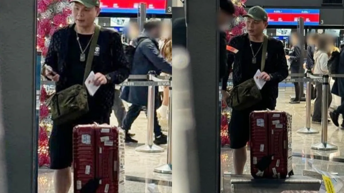 超哥今(22)日被目擊現身機場,似乎於交保隔一天,準備出國。(圖/翻攝自記者爆料網)