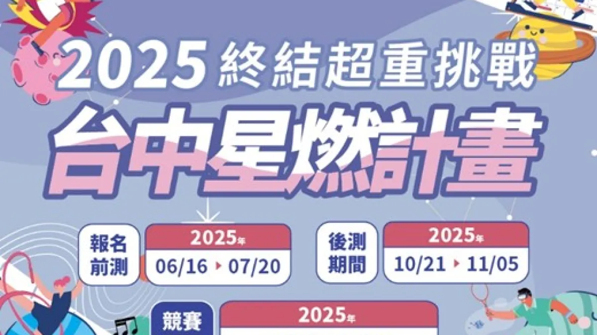 《2025台中星燃計畫:終結超重挑戰》,參賽者報名已於日前正式截止,獲得市民熱烈響應,接下來將邁入為期3個月的甩脂挑戰。(圖/台中市政府)