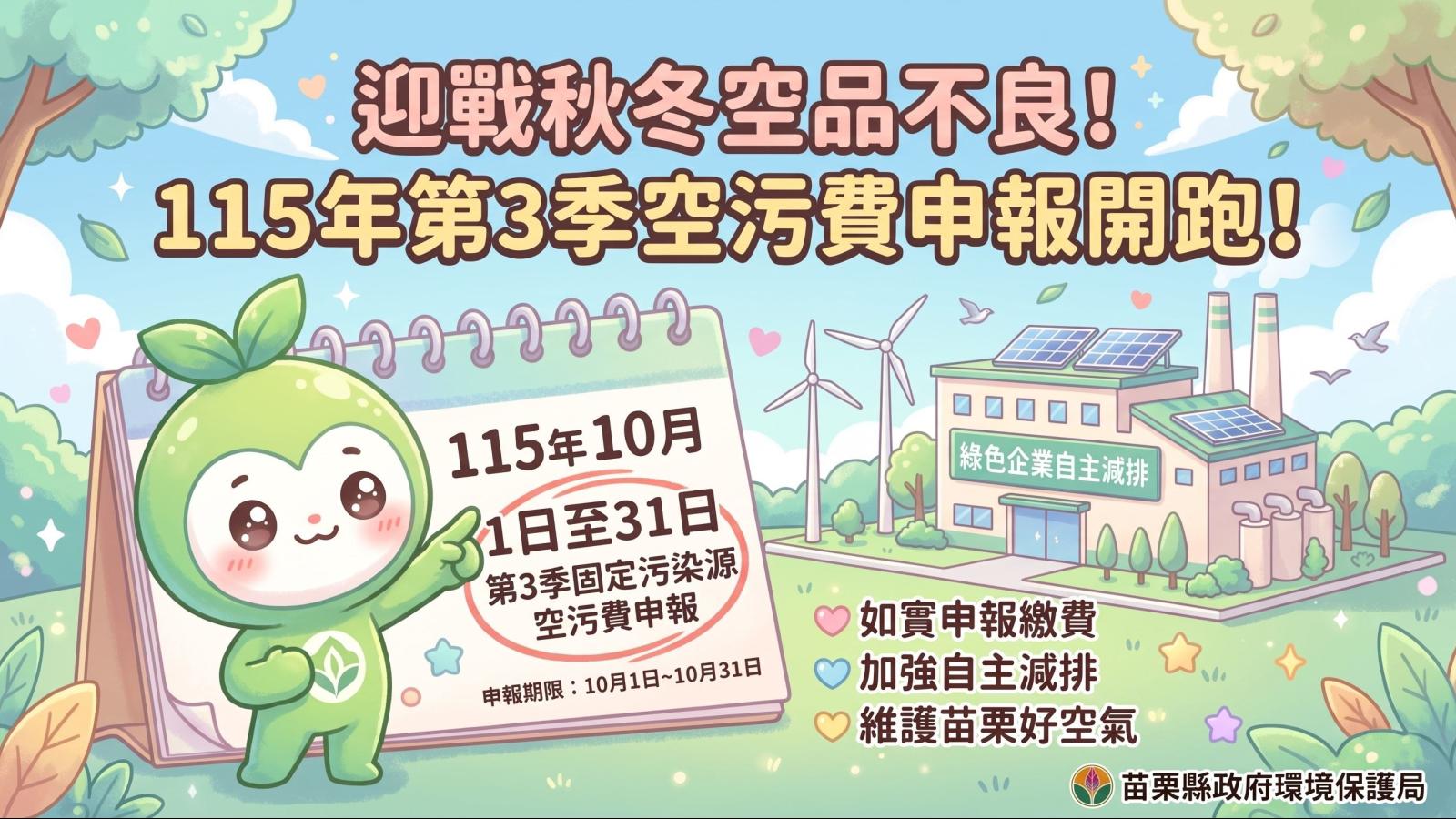 顧空氣省荷包 面對秋冬空品不良季苗栗縣環保局鼓勵業者提早佈局減排措施