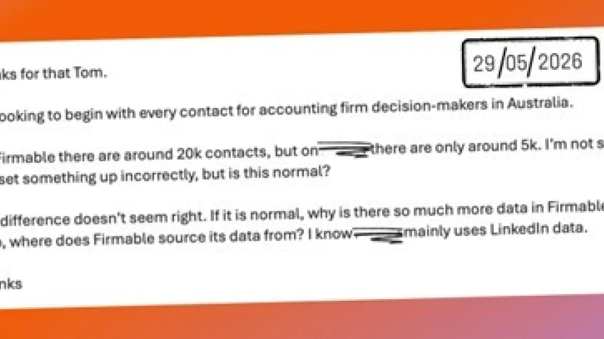 Relief as Firmable locates 15,000 accounting decision-makers reported missing at leading global B2B data provider