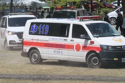 Whole-of-Society Defense Resilience Committee field exercise in Tainan on March 27, 2025, showing expanded emergency medical facility drills.