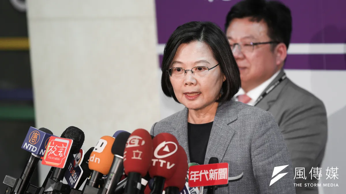 20191218-民進黨總統候選人蔡英文18日出席第一場總統候選人電視政見發表會。(簡必丞攝)