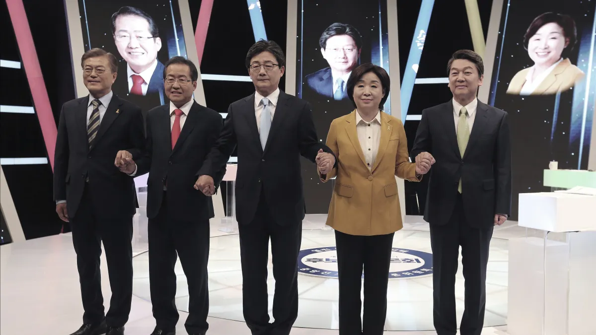 2017年南韓總統大選候選人電視辯論會(美聯社)