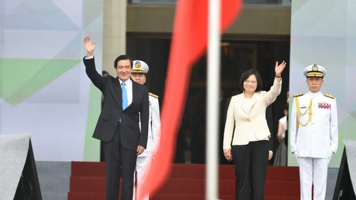 第14任總統副總統就職典禮,前總統馬英九與總統蔡英文。(台北市攝影記者聯誼會提供)