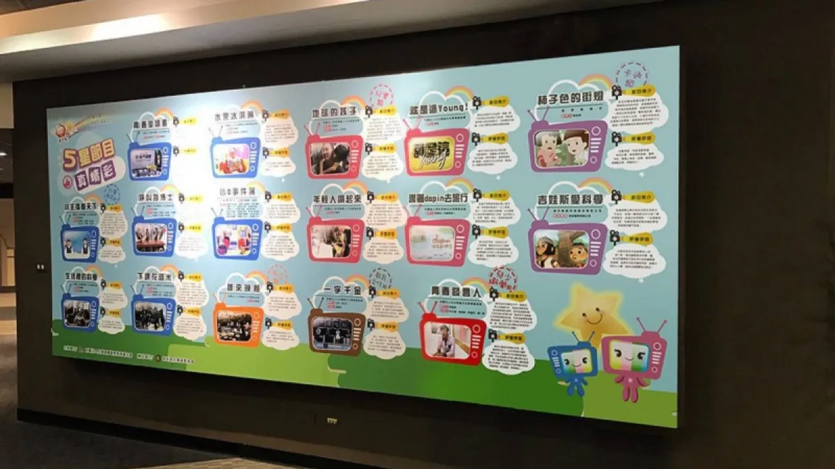 2016年「國人自製兒童暨青少年優質節目」五星獎得獎作品牆。(台灣媒觀提供)