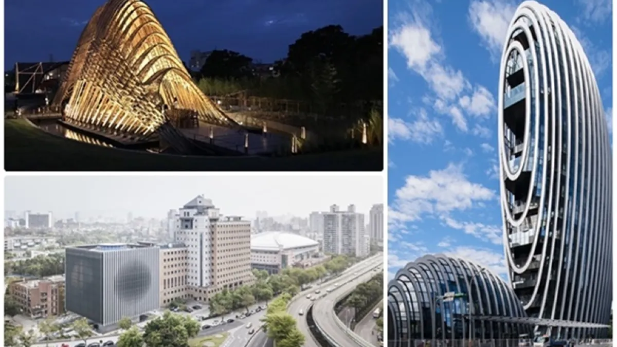 今年共有7件臺灣作品入圍2018世界建築獎(WAF),其中有(自左上始逆時針):臺中花博竹跡館、臺大次震宇宙館、南港辦公大樓「砳建築」(圖/瘋設計提供|風傳媒合成)