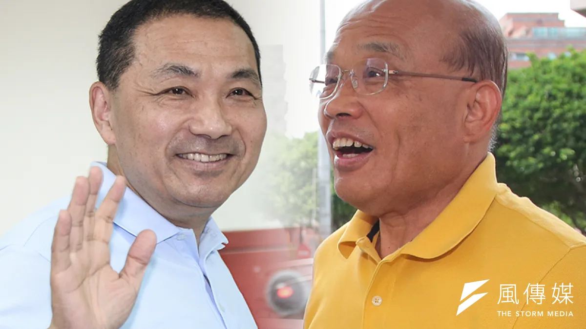 民進黨台北市長參選人蘇貞昌(顏麟宇攝)不但勤走基層,也善用「立委級」空戰,猛攻侯友宜(甘岱民攝)(風傳媒合成)