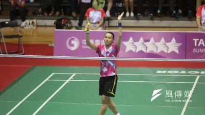 世大運中華羽球隊25日於團體賽決賽出戰日本隊,第二點女單由球后戴資穎直落二拿下。(顏麟宇攝)