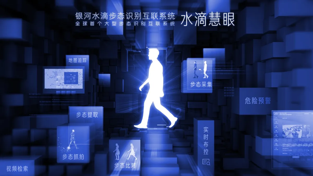 中國人工智慧研發企業「銀河水滴」最新的「步態識別」系統。(取自銀河水滴官網)