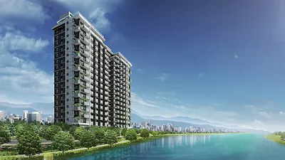 新北市中和區的「灣岸 Villa」是全球首座fitwel國際健康建築準三星社區,以24節氣概念為核心,結合建築規劃。(圖/業者提供)