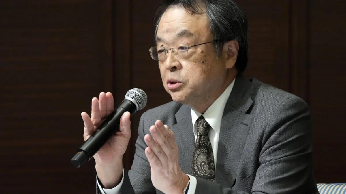 針對創辦人強尼喜多川被控性虐待,日本傑尼斯事務所任命的「外部專家再發預防特別小組」6月12日召開記者會,召集人林真琴向媒體說明。(AP)