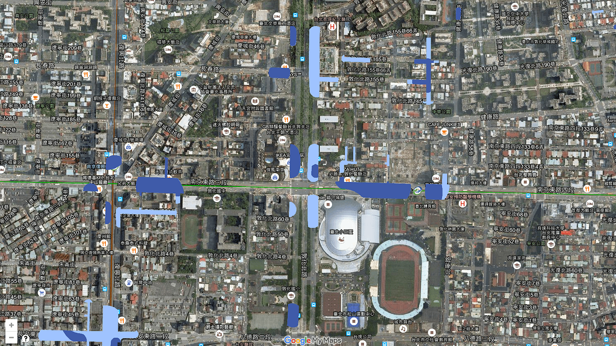 「柯p新政進度條」公開「升級版」淹水模擬圖,只要在網站上就能輕易的查詢相關資料。(取自台北好好淹) 「柯p新政進度條」公開「升級版」淹水模擬圖,只要在網站上就能輕易的查詢相關資料。(取自台北好好淹)