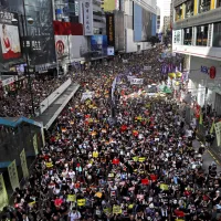 2019年香港七一的遊行盛況。(美聯社) 2019年香港七一的遊行盛況。(美聯社)